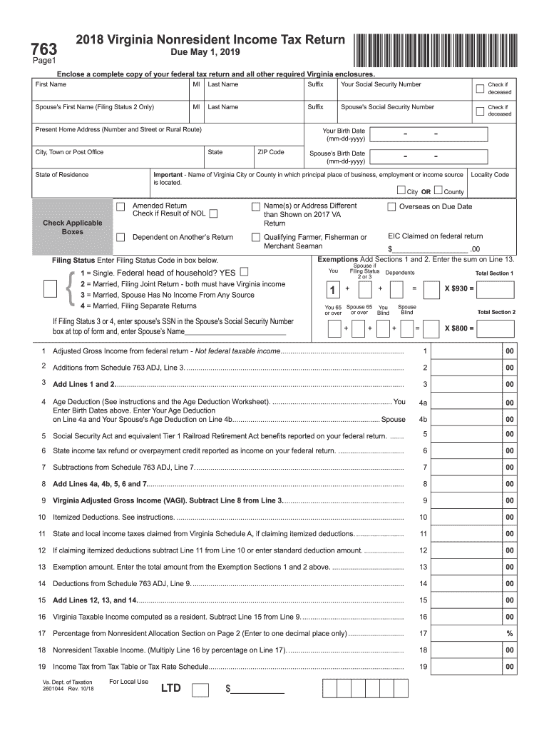  Virginia Nonresident Income Tax Form 2018