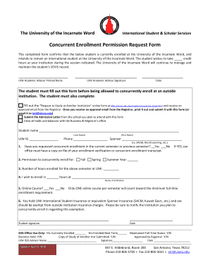 Get and Sign Concurrent Enrollment Permission Request Form Uiw Edu 2018-2022