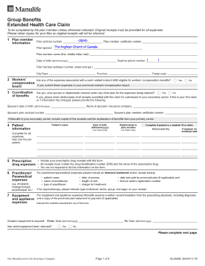  Manulife Claim Form 2017-2024