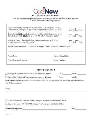 Patient Screening Form CareNow