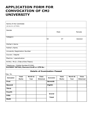Cmj University Degree Certificate Application Form
