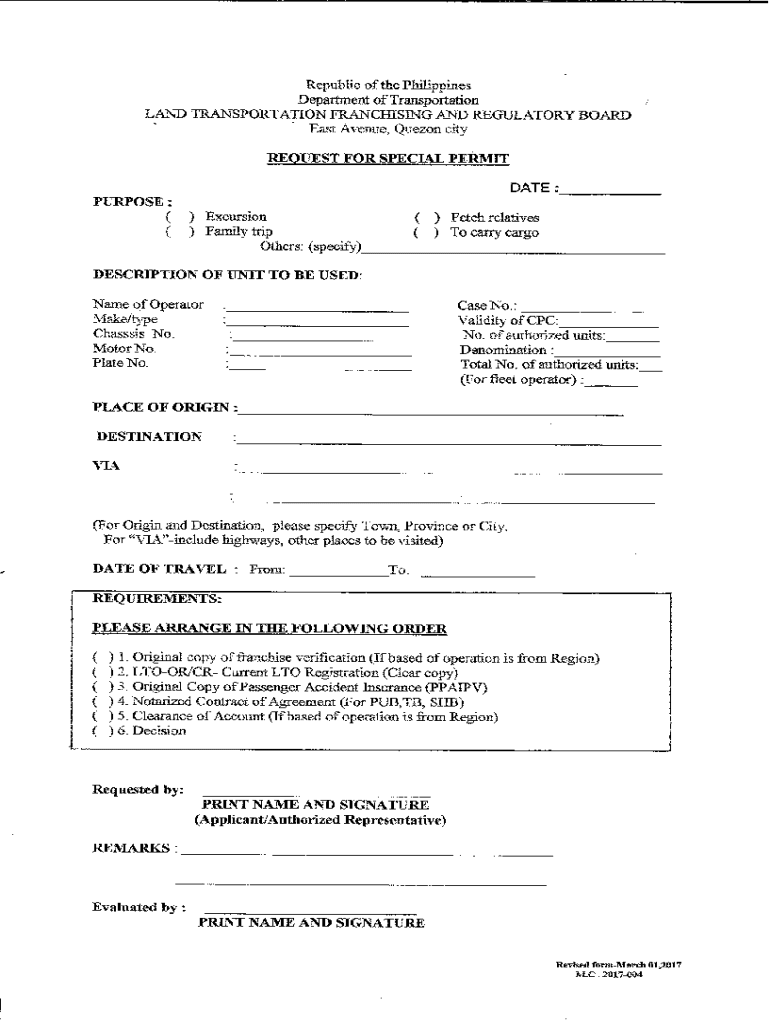  Ltfrb Online Application for Special Permit 2017-2024