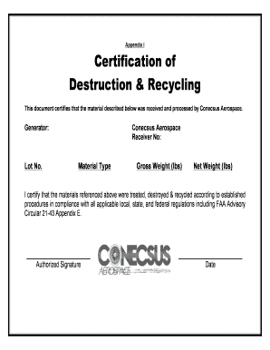  Certificate of Destruction 2013-2024