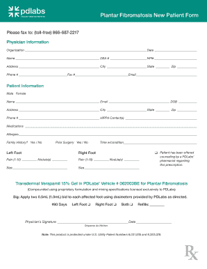 Plantar Fibromatosis New Patient Form PDLabs