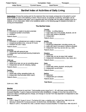 Barthel Index Scoring  Form