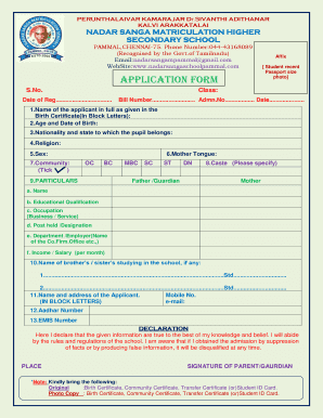 Nadar Sangam School Pammal  Form