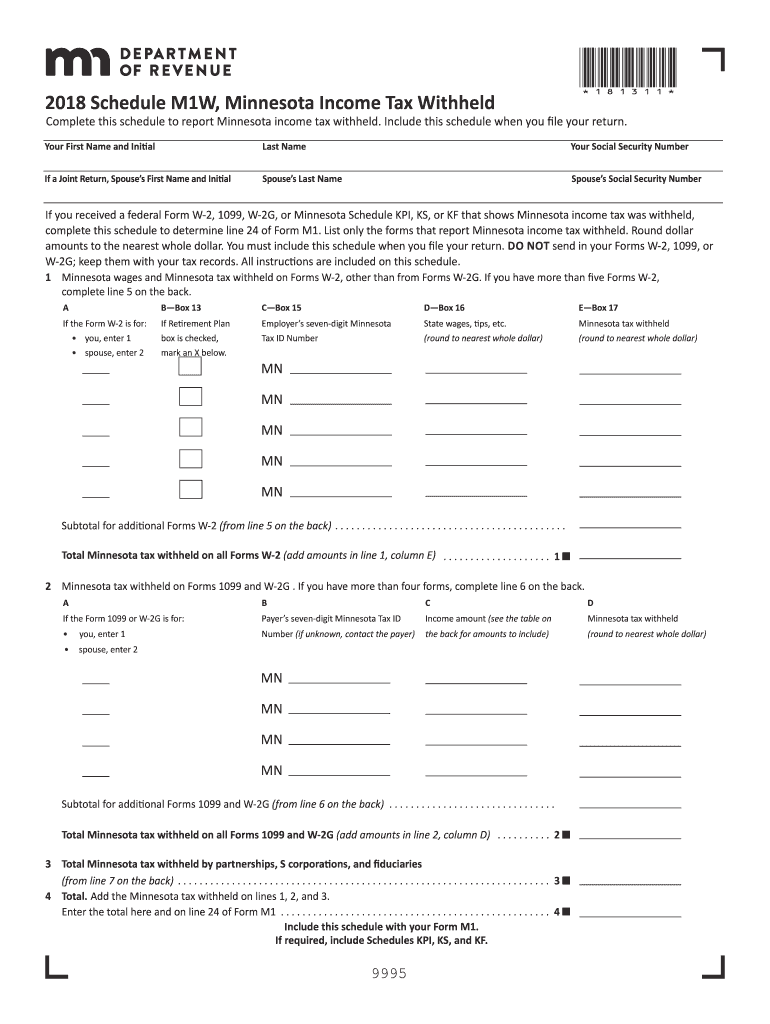  M1w Form 2018