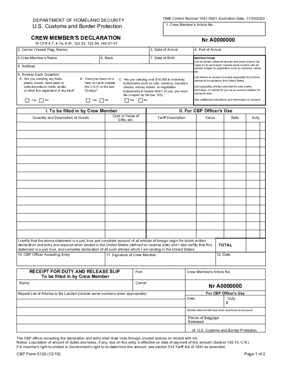 Cbp 5129  Form