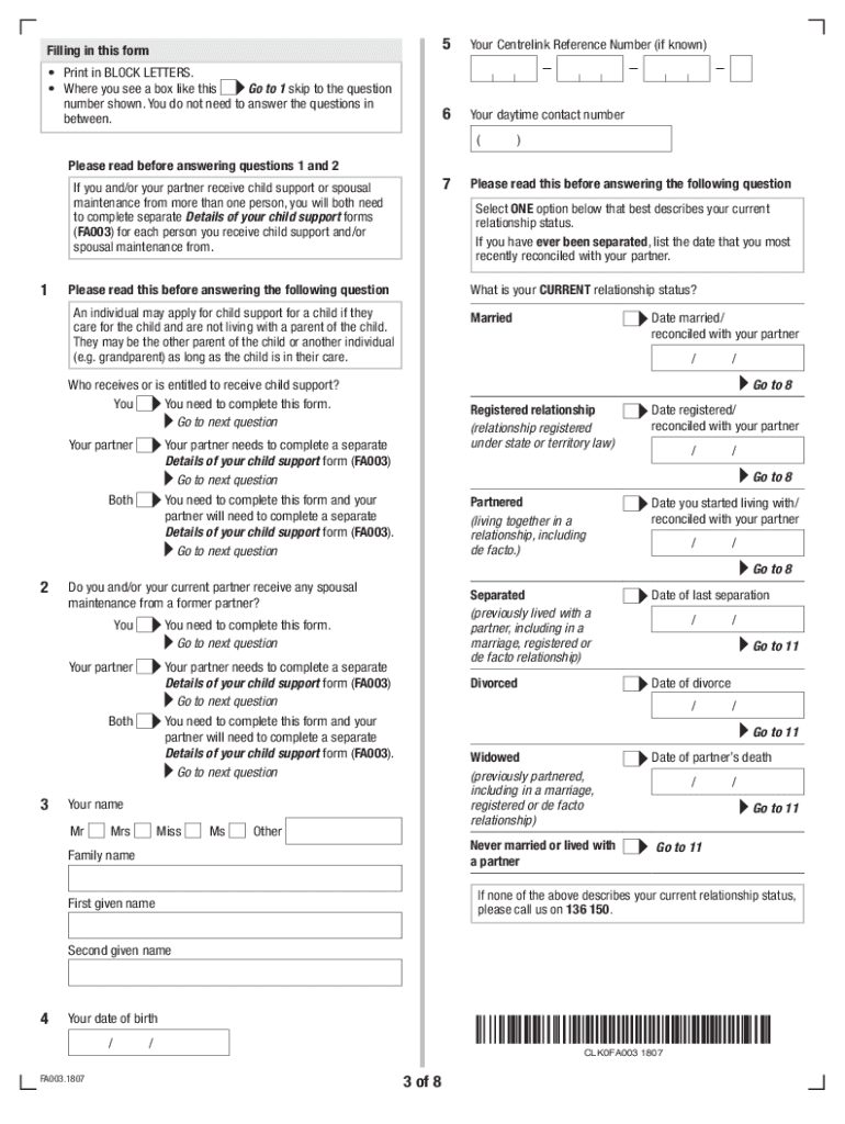 Details of Your Child Support Form Australian Government