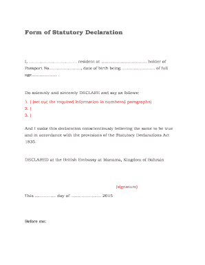 Declaration Template Uk  Form