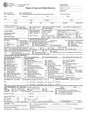  TB 400A TB Reporting Form 2018