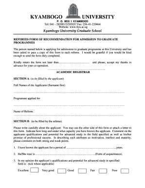 Kyambogo University Admission Form