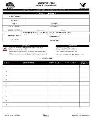 Hrca Science Quiz  Form