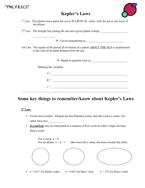 Kepler&#039;s Law Worksheet  Form