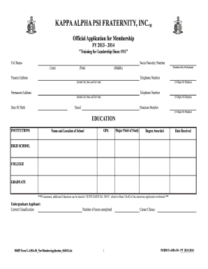 Kappa Alpha Psi Application  Form