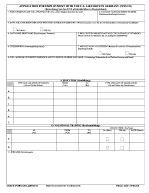 Usafe Form 201