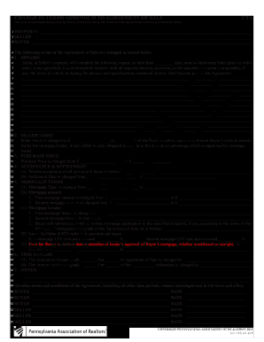 Change in Terms Addendum to Agreement of Sale Pa  Form