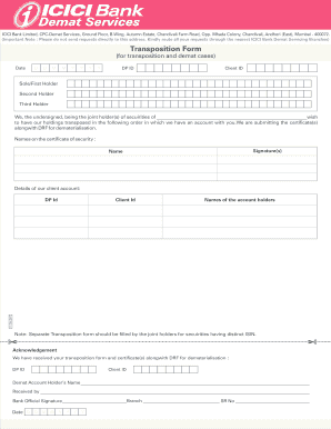 Transposition Form Cdr ICICI Bank