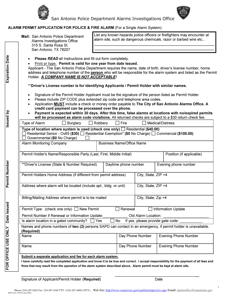  San Antonio Alarm Permits 2018-2024