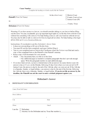 Defendants Answer  Form