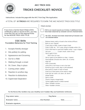 Novice Trick Dog Checklist  Form
