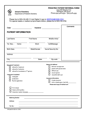 Pediatric Dental Referral Form