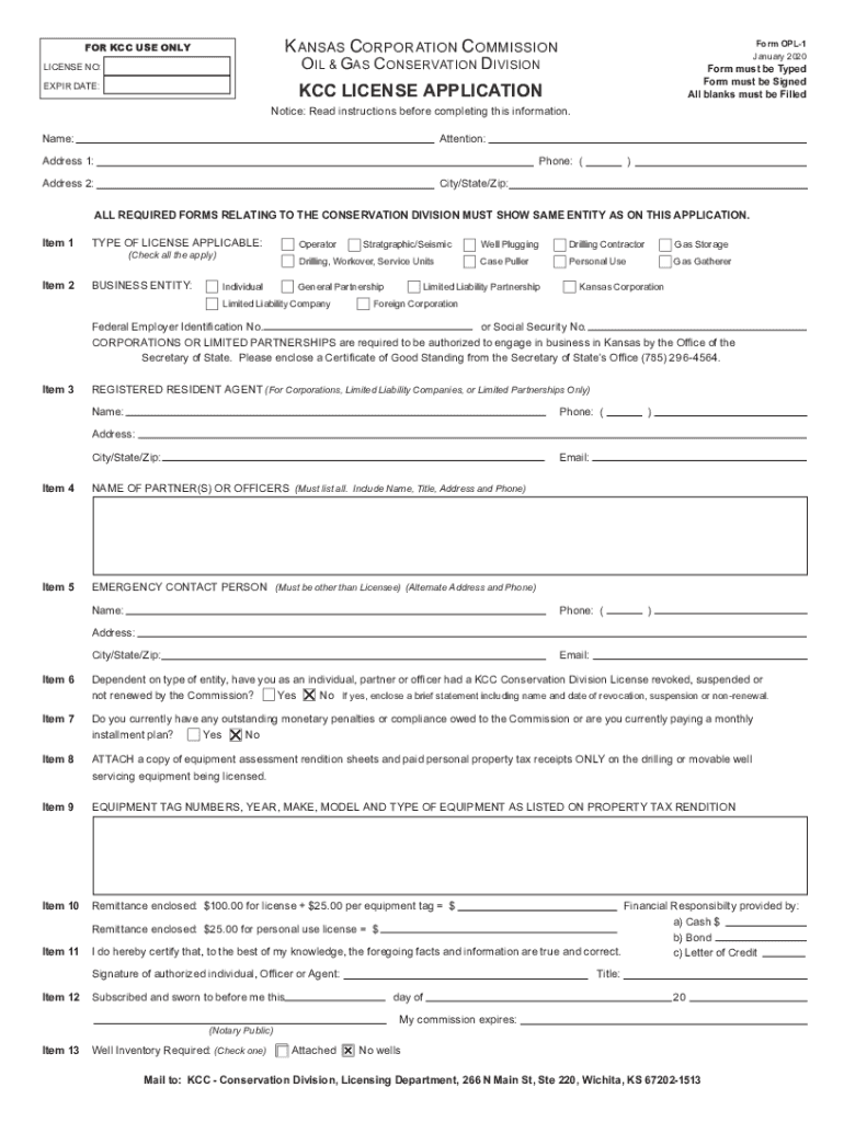  Kcc License Application Kansas Corporation Commission 2020