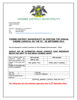 Vhembe District Municipality Application Form