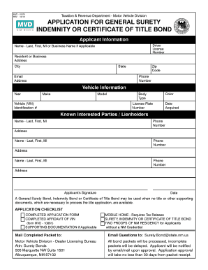 APPLICATION for GENERAL SURETY  Form