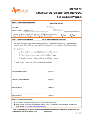  EXAMINATION for DOCTORAL PROPOSAL 2018