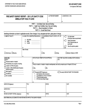 Fire Safety Survey Report CMS Gov  Form