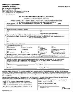 Fictitious Business Name Statement Sacramento  Form