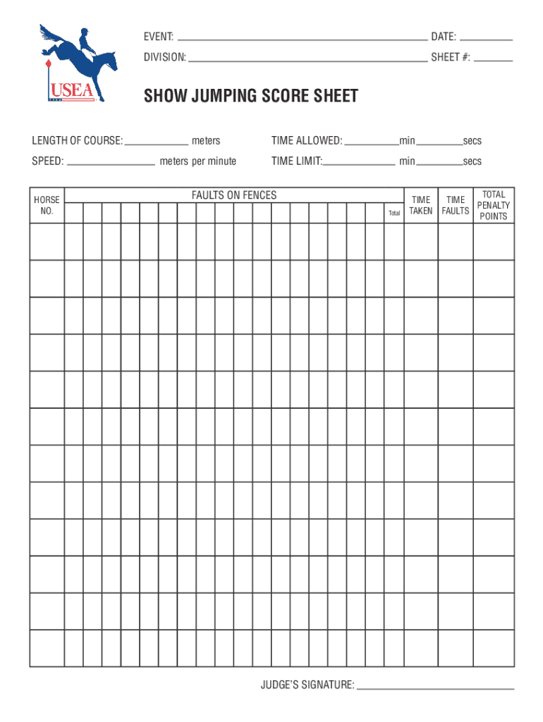 SHOW JUMPING SCORE SHEET  Form