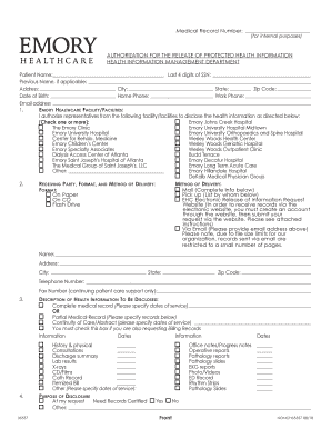  Emory Release Form 2018-2024