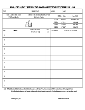 Kabaddi Score Sheet  Form