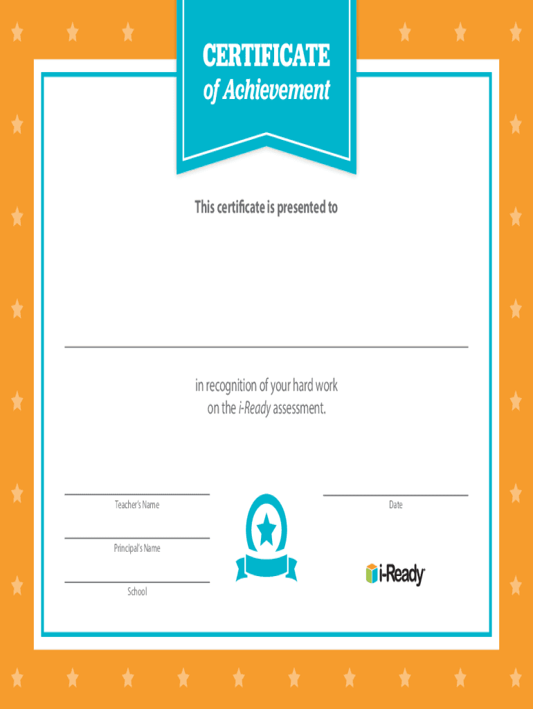 Iready Certificates  Form