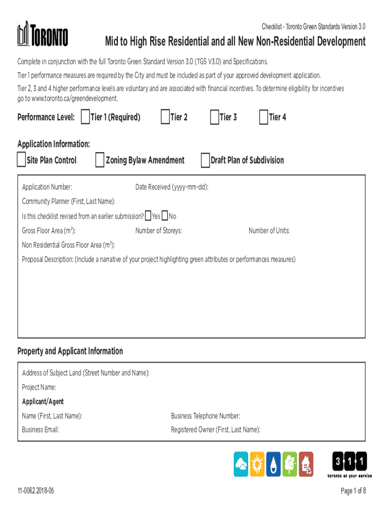  Toronto Green Standards Checklist Mid to High Rise 2018