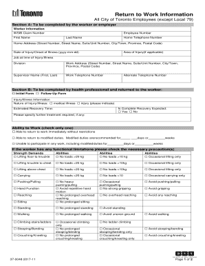 RTW Form PDF City of Toronto