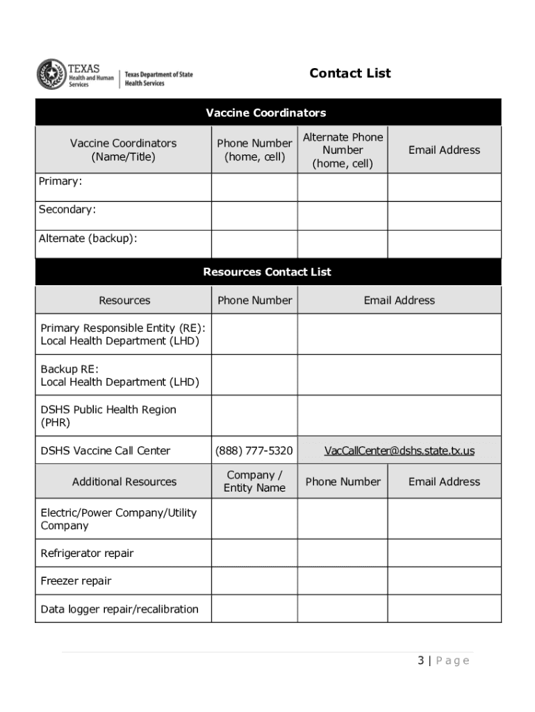  Vaccine Management Plan Templates 2019-2024