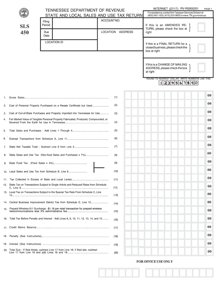  Tennessee Sales Tax Form PDF 2017