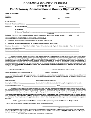 Driveway Construction Permit County  Form