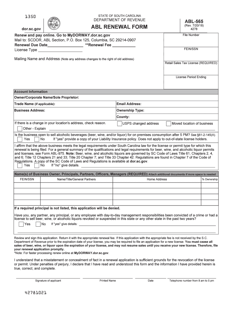  Abl 565 Form 2018