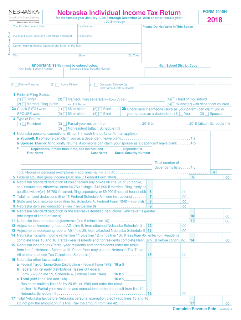  Nebraska Form 2018