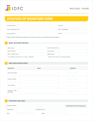 Idfc Signature Verification Form