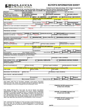 Buyer&#039;s Information Sheet Sta Lucia Marketing