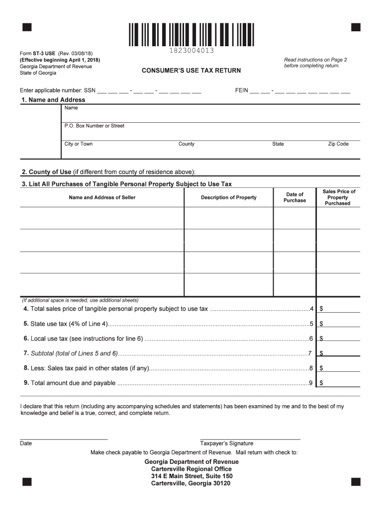  Georgia Form St 3use 2018-2024