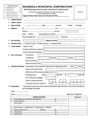 Self Declaration Format for Trade Licence