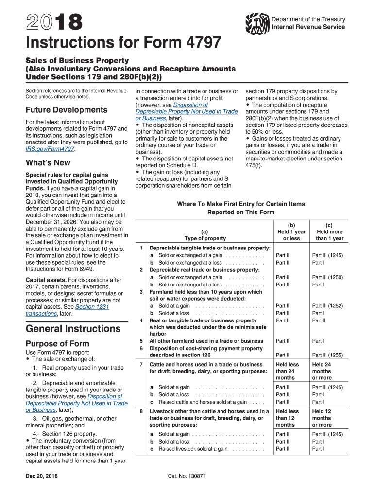  Irs Instructions Form 4797 2018