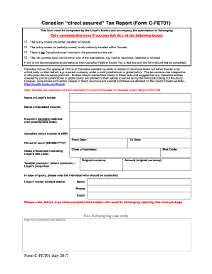 Canadian Direct Assured Tax Report Form C FET01