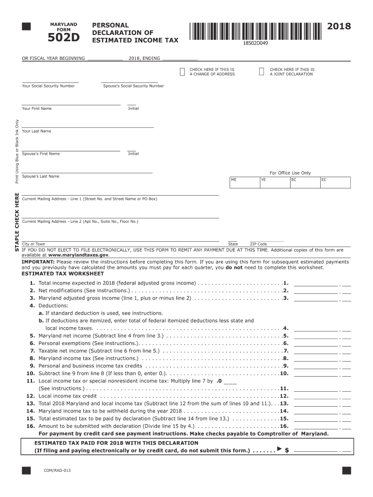 Md Form 502d